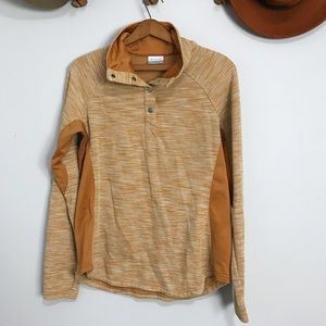 Columbia Pullover Sweatshirt Button Mustard Large